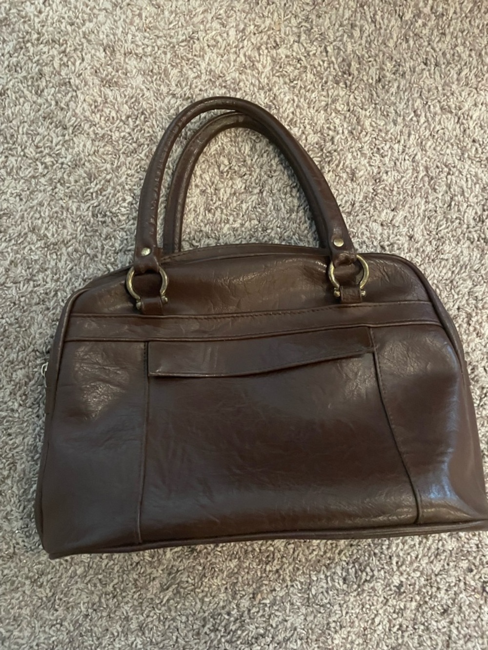 Elegant Brown Leather Satchel Handbag